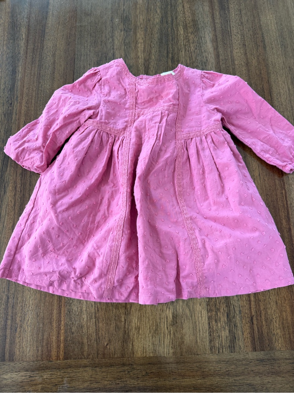 OshKosh B'gosh Pink Eyelet Long-Sleeve Casual Dress
